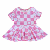 Valentine's checkered peplum