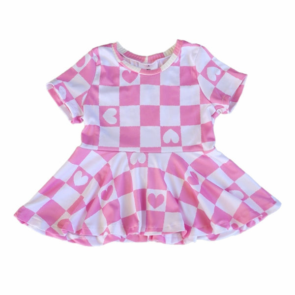 RTS 3T pink check peplum