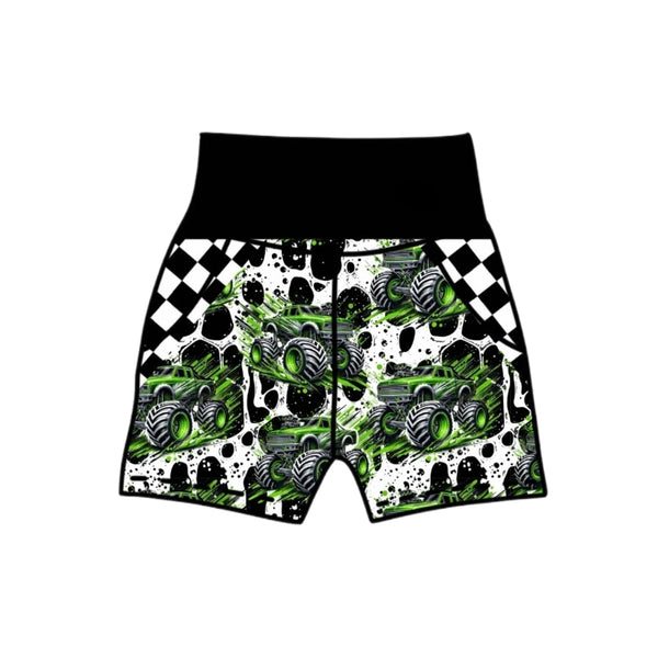 Green monster trucks play shorts