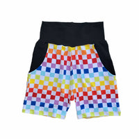 Light rainbow checkered play shorts