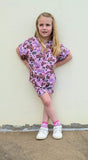 Pink checkers hw cars biker shorts