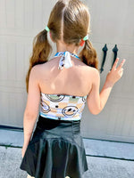 Summer face halter crop top