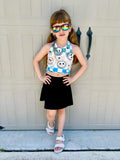 Summer face halter crop top
