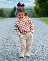 Fall checkered dolman sweater