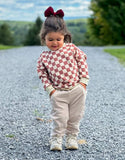 Fall checkered dolman sweater
