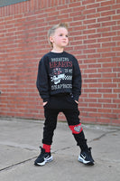 Vday calf block joggers with added heart patch