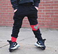 Vday calf block joggers with added heart patch