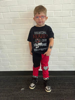 Vday split block joggers with heart patch