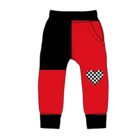 Vday split block joggers with heart patch