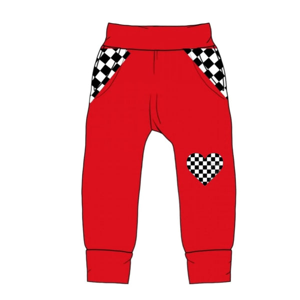 Red Valentine's joggers with heart patch
