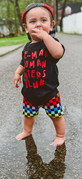 Black rainbow checkered play shorts