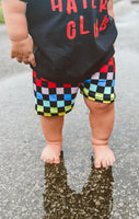 Black rainbow checkered play shorts