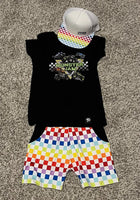 Light rainbow checkered play shorts