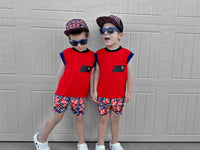 RWB American flag play shorts