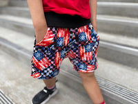 RWB American flag play shorts