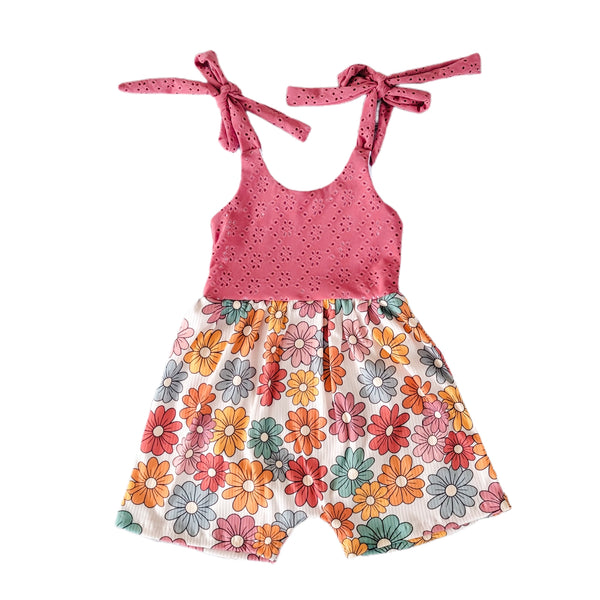RTS 18-24m summer ties Romper mauve