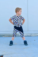 Lucky checks block knee length shorts