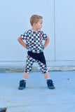 Lucky checks block knee length shorts